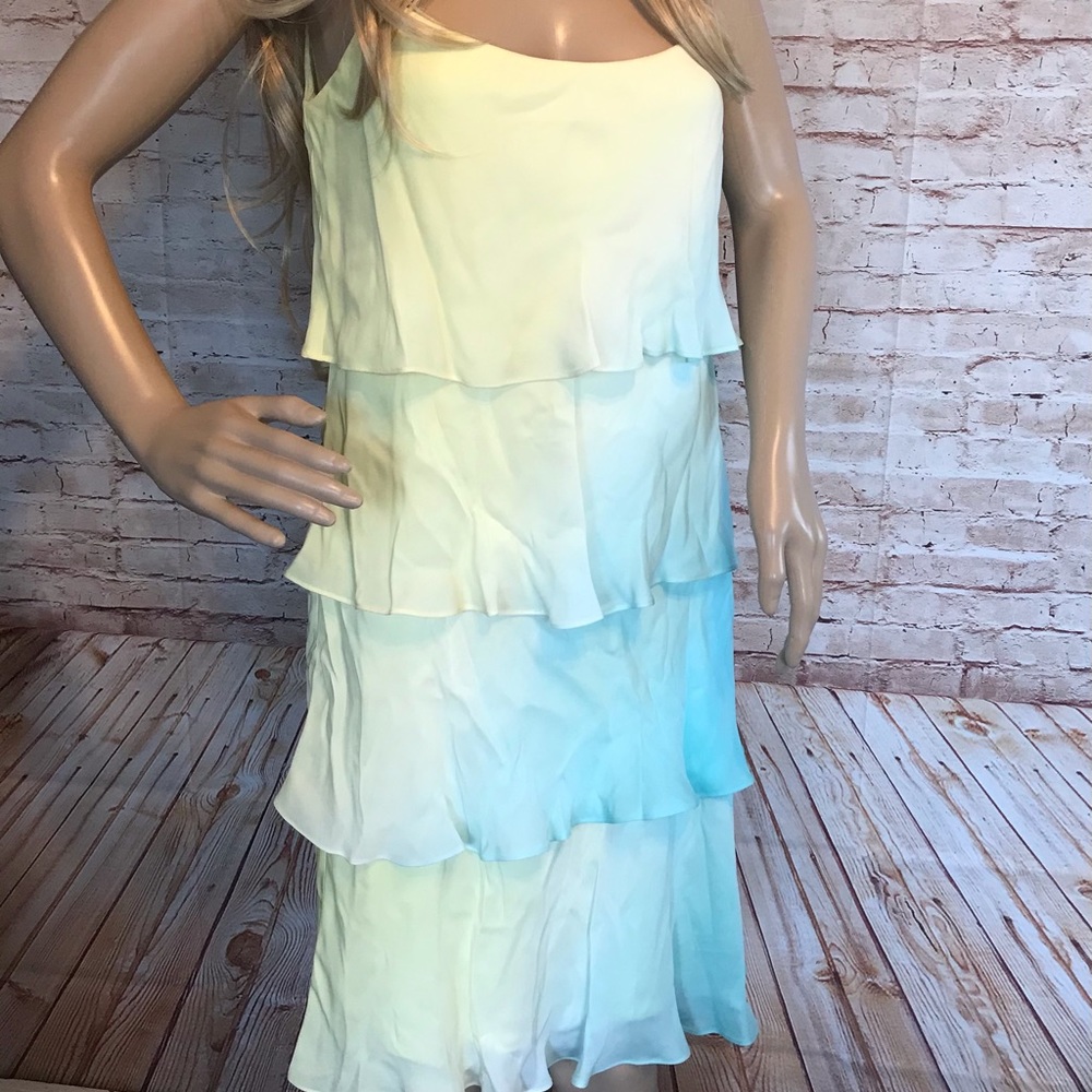 Nine West 100% silk tiered ruffled dress size 10
